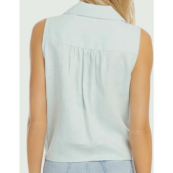 Karen Kane Linen Tie Front Sleeveless Shirt M - Picture 2 of 2